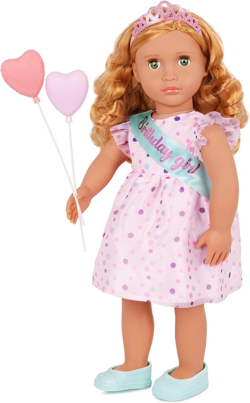 Our Generation Esme Birthday Doll Frilly Party Dress Heart Balloons NWT